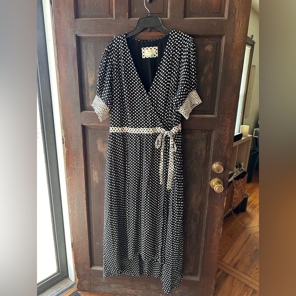 Maeve Anthropologie Black and White Maxi Dress